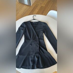 Zara Black V-Neck Wrap-Style Dress